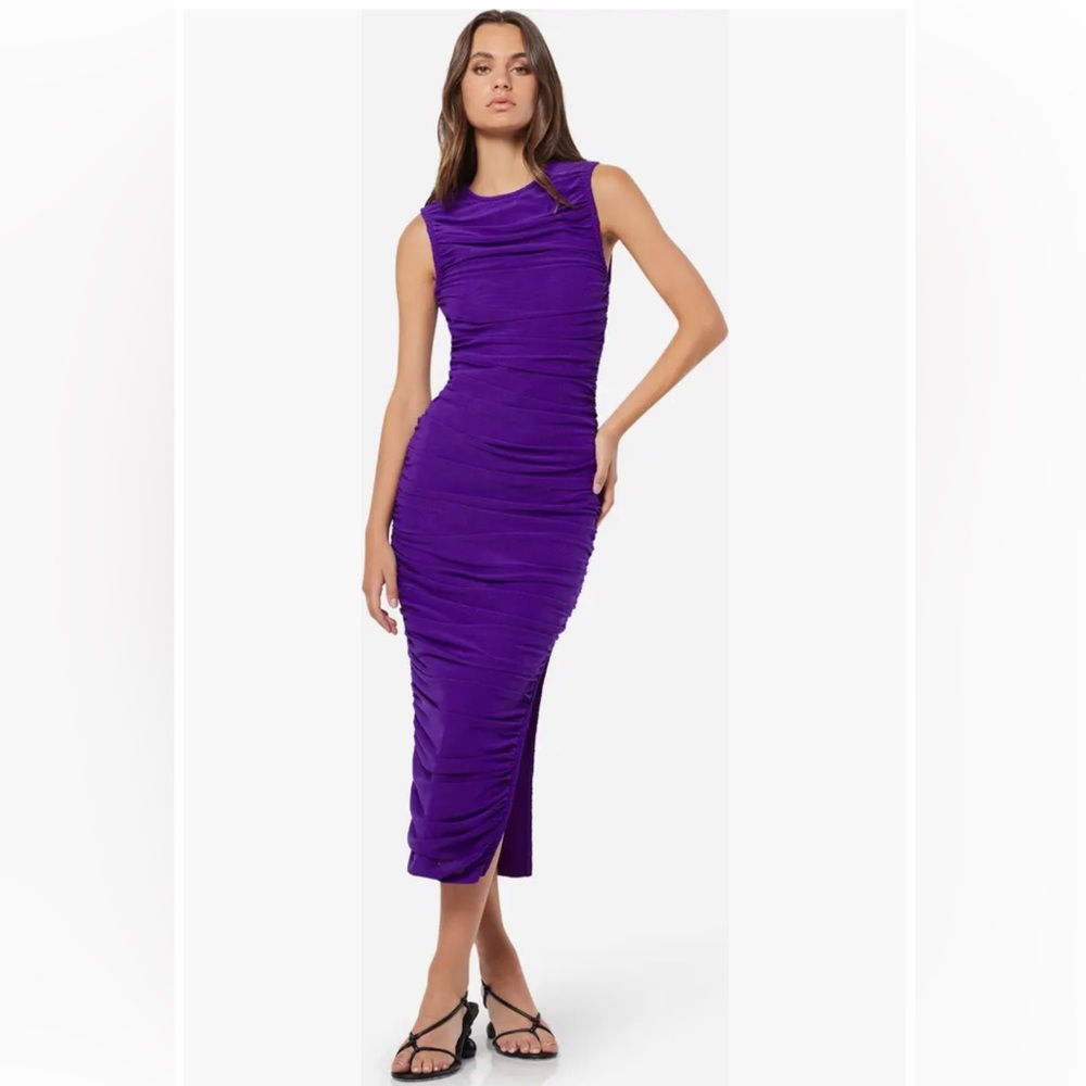 Elliatt Purple Ruched Midi Cocktail Dress | Wedding Guest | NWT | Size M